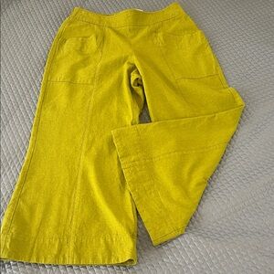 Chartreuse Wide-Leg cropped Pants